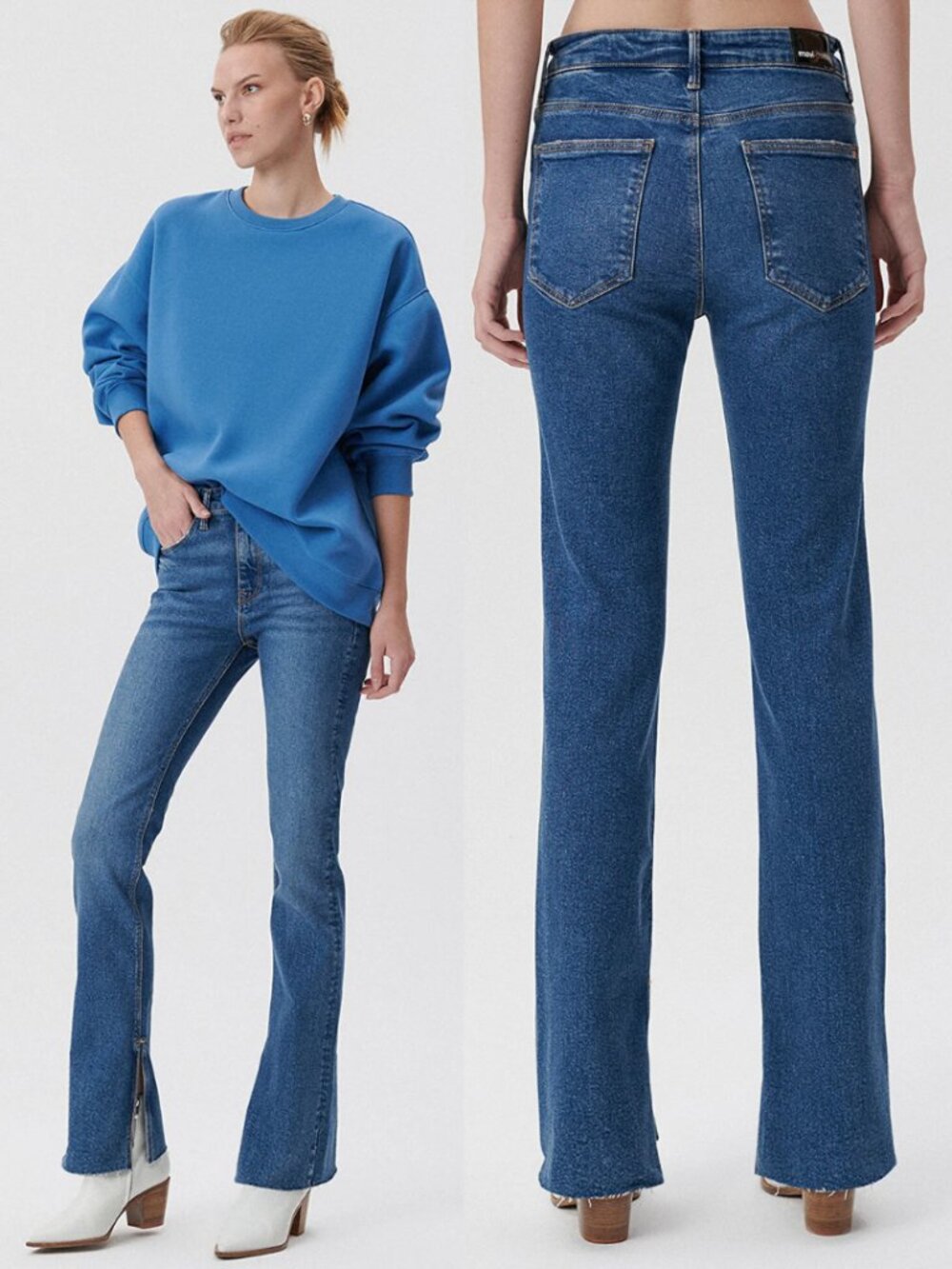 Mavi Medium Wash Stretch Denim Marina Slit Seam Bootcut Jeans